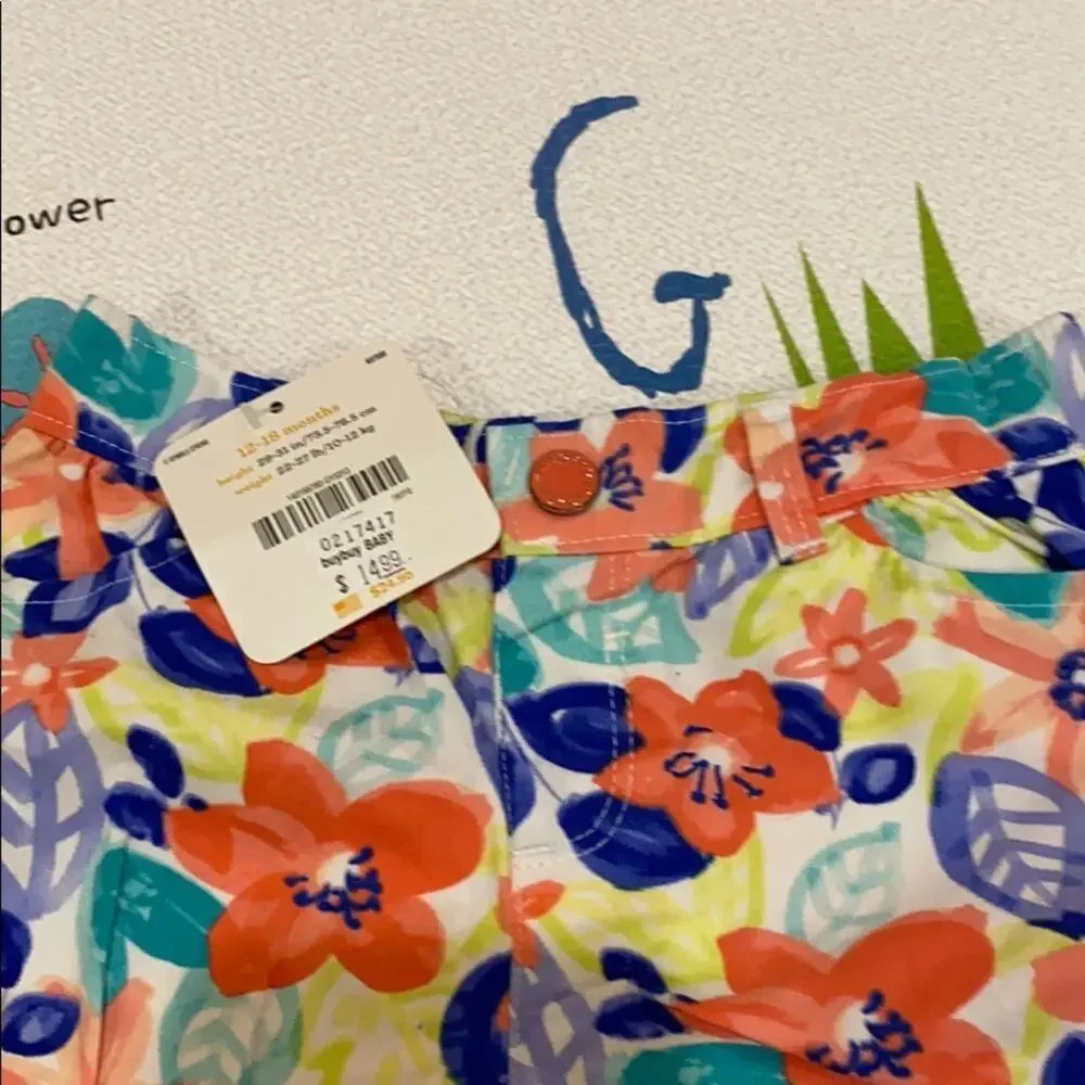 Gymboree girls floral shorts size 12-18 m